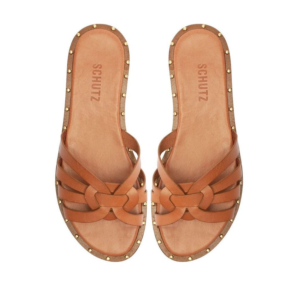 Schultz Phoenix Flat. Brown Leather. Size 9B.